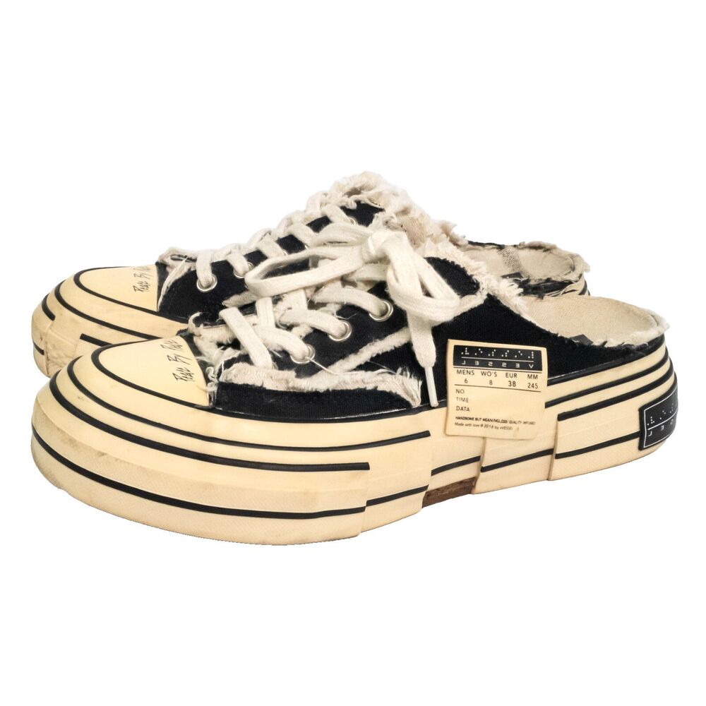 XVESSEL G.O.P Lows Black Cream Distressed Sneakers Women's Size EU SIZE 38 US 8